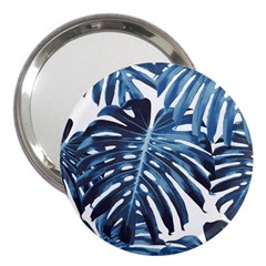 Blue monstera leaves 3  Handbag Mirrors