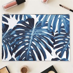 Blue monstera leaves Cosmetic Bag (XXL)