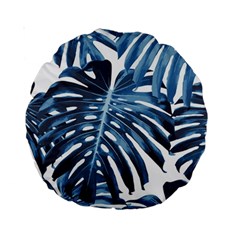 Blue monstera leaves Standard 15  Premium Round Cushions