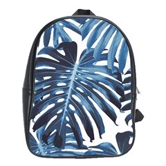 Blue monstera leaves School Bag (XL)