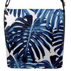 Blue monstera leaves Flap Closure Messenger Bag (S)