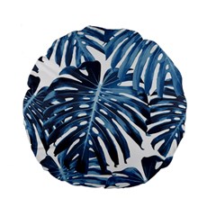 Blue monstera leaves Standard 15  Premium Flano Round Cushions