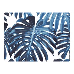 Blue monstera leaves Double Sided Flano Blanket (Mini) 