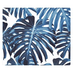 Blue monstera leaves Double Sided Flano Blanket (Small) 