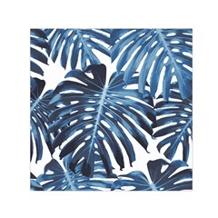 Blue monstera leaves Small Satin Scarf (Square)