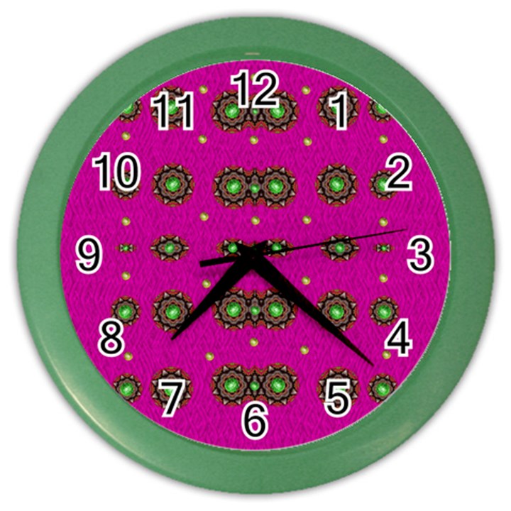 Stars In Fern And Love Ornate Color Wall Clock