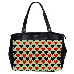 Red & Black Hearts - Olive Oversize Office Handbag (2 Sides) by WensdaiAmbrose