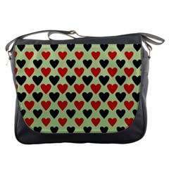 Red & Black Hearts - Olive Messenger Bag by WensdaiAmbrose