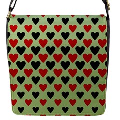 Red & Black Hearts - Olive Flap Closure Messenger Bag (s) by WensdaiAmbrose