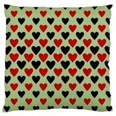 Red & Black Hearts - Olive Large Cushion Case (two Sides) by WensdaiAmbrose