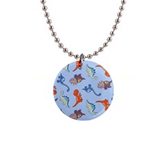 Dinosaurs - Baby Blue 1  Button Necklace by WensdaiAmbrose