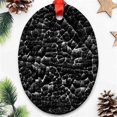 Black And White Grunge Cracked Abstract Print Ornament (oval)