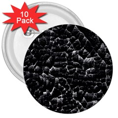 Black And White Grunge Cracked Abstract Print 3  Buttons (10 Pack)  by dflcprintsclothing