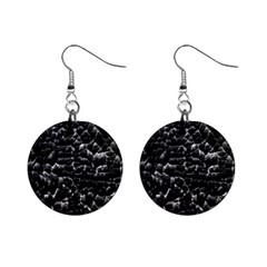 Black And White Grunge Cracked Abstract Print Mini Button Earrings by dflcprintsclothing