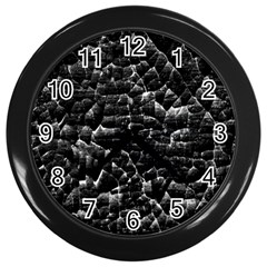 Black And White Grunge Cracked Abstract Print Wall Clock (black)