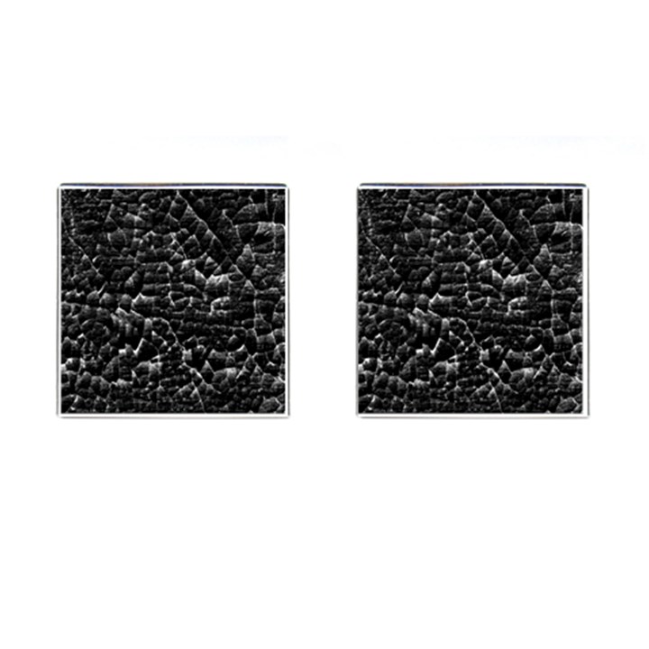 Black And White Grunge Cracked Abstract Print Cufflinks (Square)