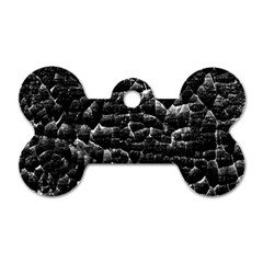 Black And White Grunge Cracked Abstract Print Dog Tag Bone (two Sides) by dflcprintsclothing