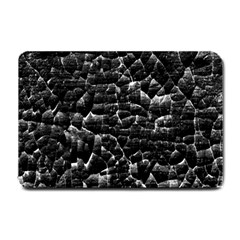 Black And White Grunge Cracked Abstract Print Small Doormat 