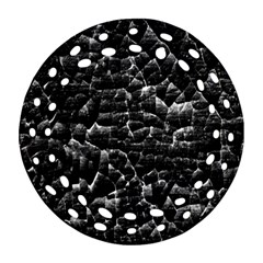 Black And White Grunge Cracked Abstract Print Ornament (round Filigree) by dflcprintsclothing