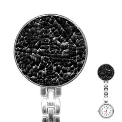 Black And White Grunge Cracked Abstract Print Stainless Steel Nurses Watch by dflcprintsclothing