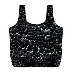 Black And White Grunge Cracked Abstract Print Full Print Recycle Bag (l) by dflcprintsclothing