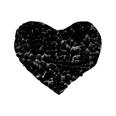 Black And White Grunge Cracked Abstract Print Standard 16  Premium Flano Heart Shape Cushions