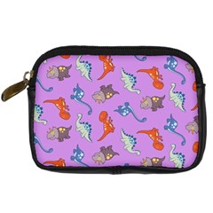 Dinosaurs - Violet Digital Camera Leather Case by WensdaiAmbrose