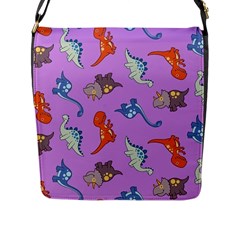 Dinosaurs - Violet Flap Closure Messenger Bag (l) by WensdaiAmbrose