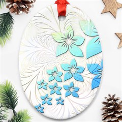 Flowers Background Leaf Leaves Blue Ornament (oval) by Mariart