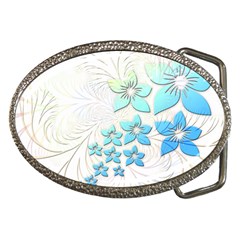 Flowers Background Leaf Leaves Blue Belt Buckles