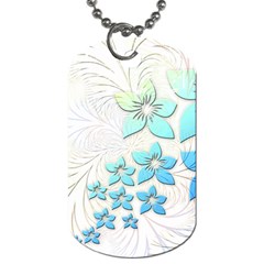 Flowers Background Leaf Leaves Blue Dog Tag (two Sides) by Mariart