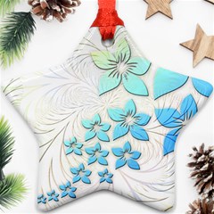 Flowers Background Leaf Leaves Blue Star Ornament (two Sides) by Mariart