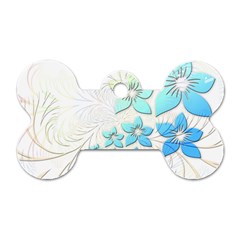 Flowers Background Leaf Leaves Blue Dog Tag Bone (one Side) by Mariart