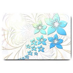 Flowers Background Leaf Leaves Blue Large Doormat  by Mariart