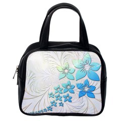 Flowers Background Leaf Leaves Blue Classic Handbag (one Side) by Mariart