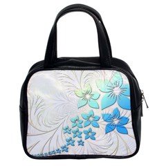 Flowers Background Leaf Leaves Blue Classic Handbag (two Sides) by Mariart