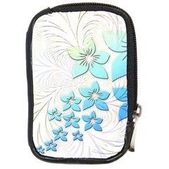 Flowers Background Leaf Leaves Blue Compact Camera Leather Case by Mariart