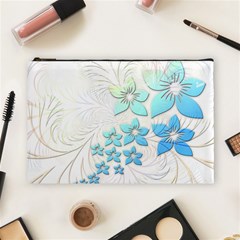 Flowers Background Leaf Leaves Blue Cosmetic Bag (large) by Mariart