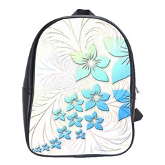 Flowers Background Leaf Leaves Blue School Bag (large) by Mariart