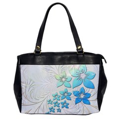 Flowers Background Leaf Leaves Blue Oversize Office Handbag by Mariart