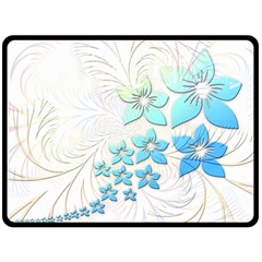 Flowers Background Leaf Leaves Blue Fleece Blanket (large)  by Mariart