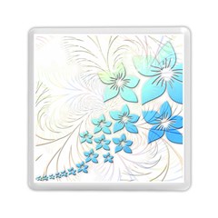 Flowers Background Leaf Leaves Blue Memory Card Reader (square) by Mariart