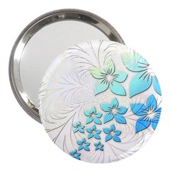 Flowers Background Leaf Leaves Blue 3  Handbag Mirrors by Mariart