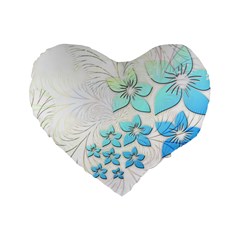 Flowers Background Leaf Leaves Blue Standard 16  Premium Heart Shape Cushions by Mariart