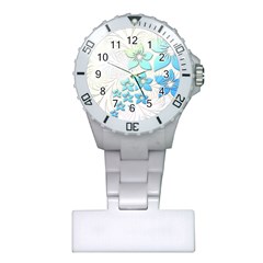 Flowers Background Leaf Leaves Blue Plastic Nurses Watch by Mariart