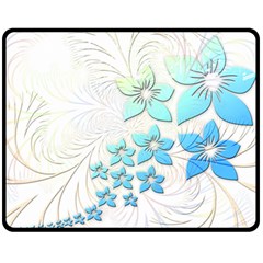 Flowers Background Leaf Leaves Blue Double Sided Fleece Blanket (medium)  by Mariart