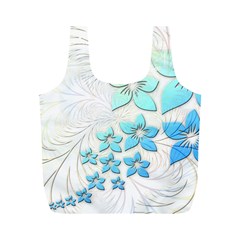 Flowers Background Leaf Leaves Blue Full Print Recycle Bag (m) by Mariart