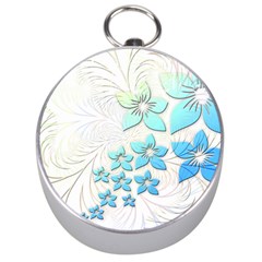 Flowers Background Leaf Leaves Blue Silver Compasses by Mariart