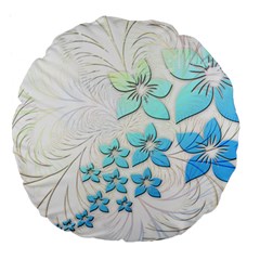 Flowers Background Leaf Leaves Blue Large 18  Premium Flano Round Cushions by Mariart