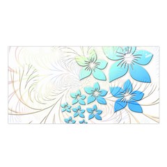 Flowers Background Leaf Leaves Blue Satin Shawl by Mariart